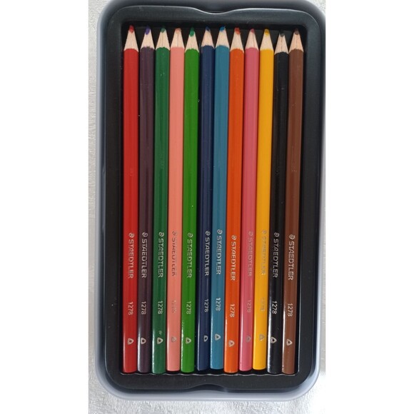 STAEDTLER 12 COUNT ALL COLOR ART PENCILS IN TIN CASE - Picture 2 of 3